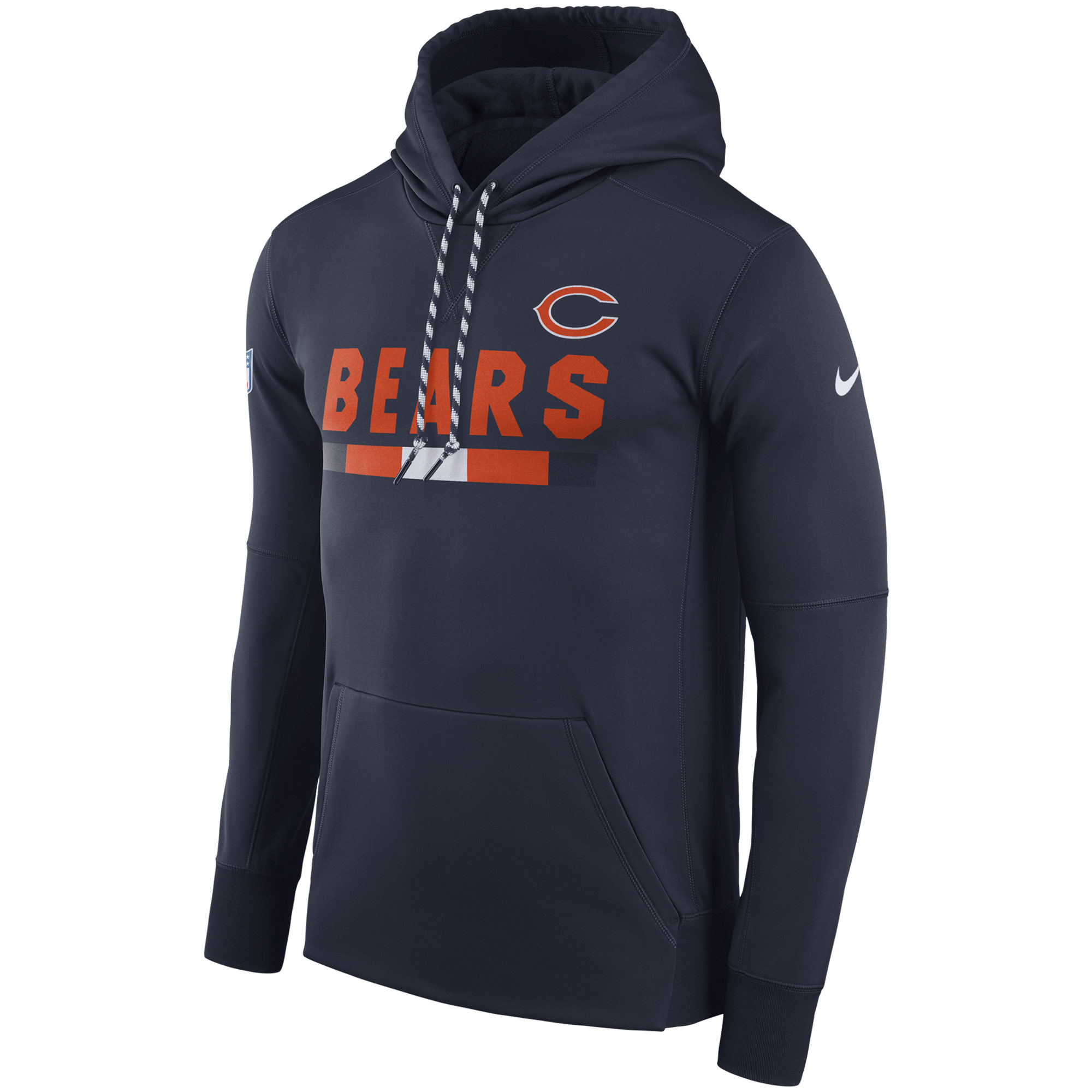 NFL Men Chicago Bears Nike Navy Sideline ThermaFit Performance PO Hoodie->chicago bears->NFL Jersey